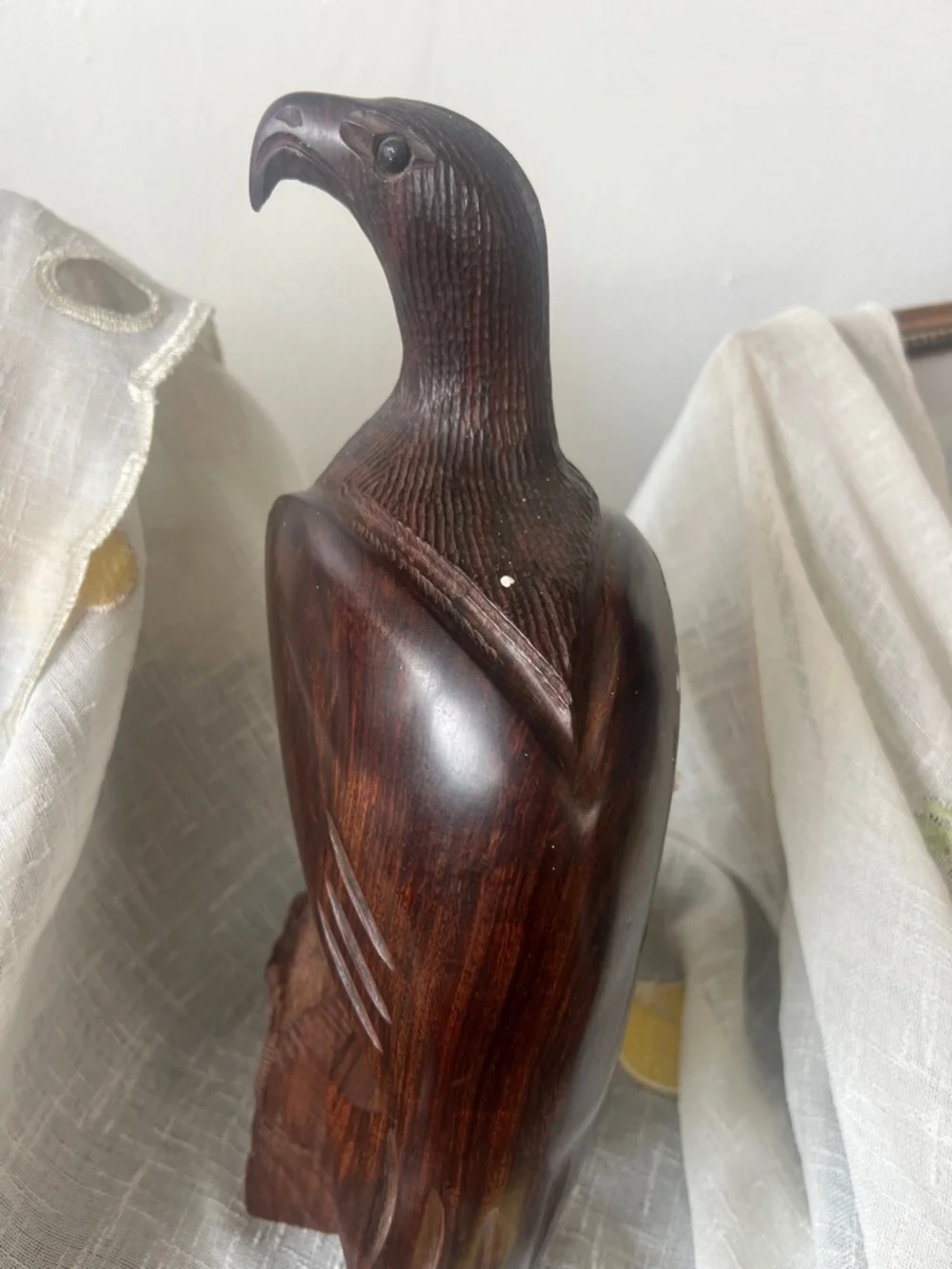 Vintage Brown Hand-Carved Wooden Bird Toy - Rustic Pet Accessory